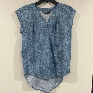 Simply Vera Vera Wang Blue V-Neck Blouse XS Rayon blend